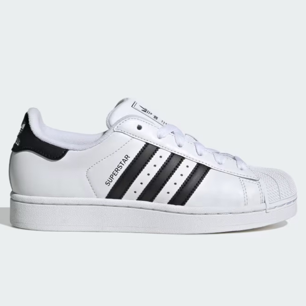 Adidas Superstar white and black women's sneakers, size 9.5
